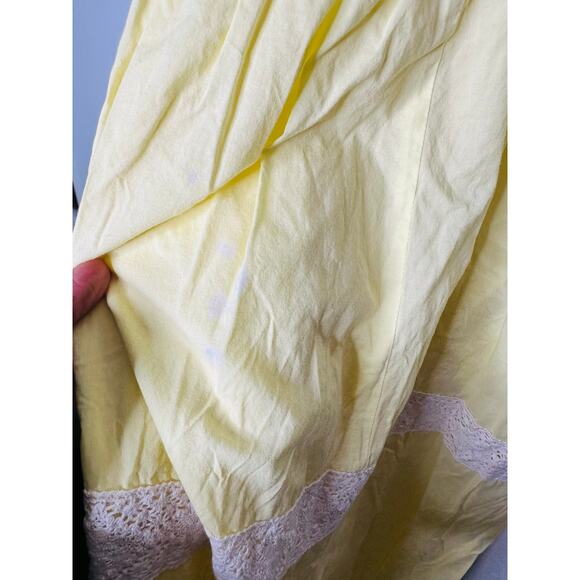 JASON WU COLLECTIVE Yellow 100% Cotton Lace Square Neckline Midi Dress Size 10 - Picture 9 of 14